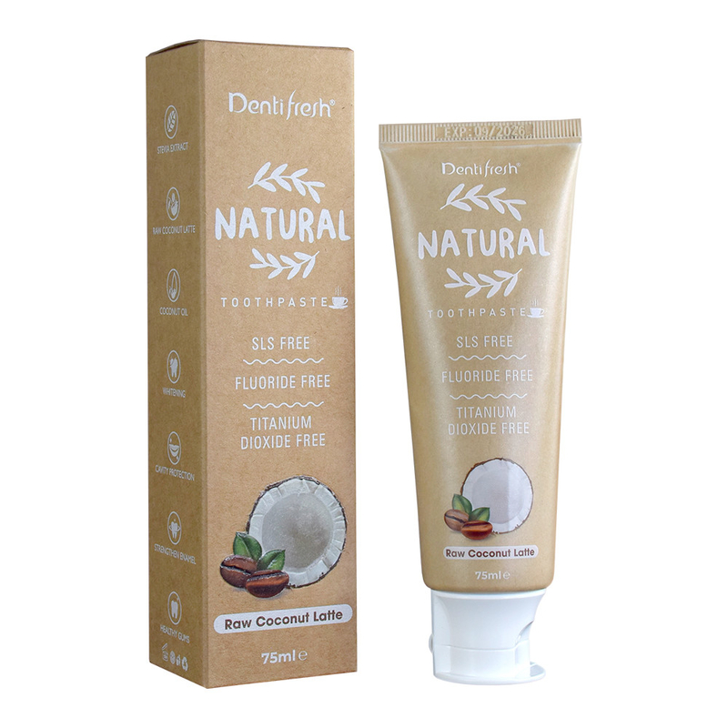 95g دندان سفید کننده خمیر دندان خام طبیعی نارگیل لاته طعم SLS رایگان گیاهان جوهر عصاره خمیر دندان