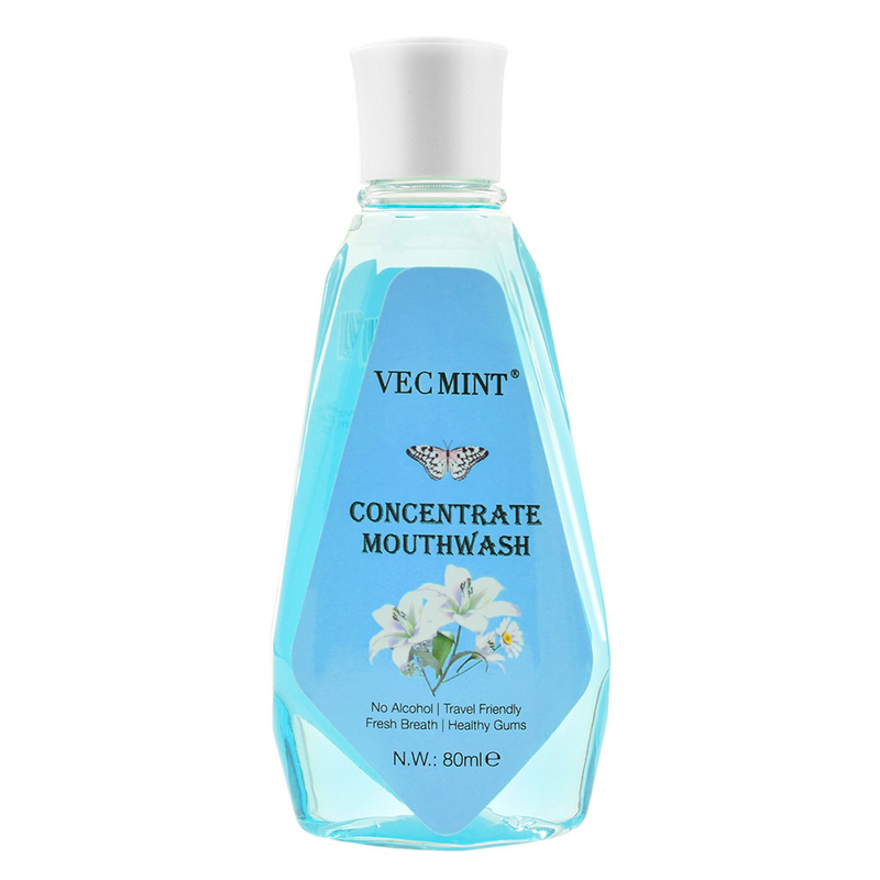 VECMINT بدون الکل 80 میلی لیتر طعم های گل دار ضد باکتری فشرده شوینده دهان شوینده دهان شوینده دندان پاکسازی
