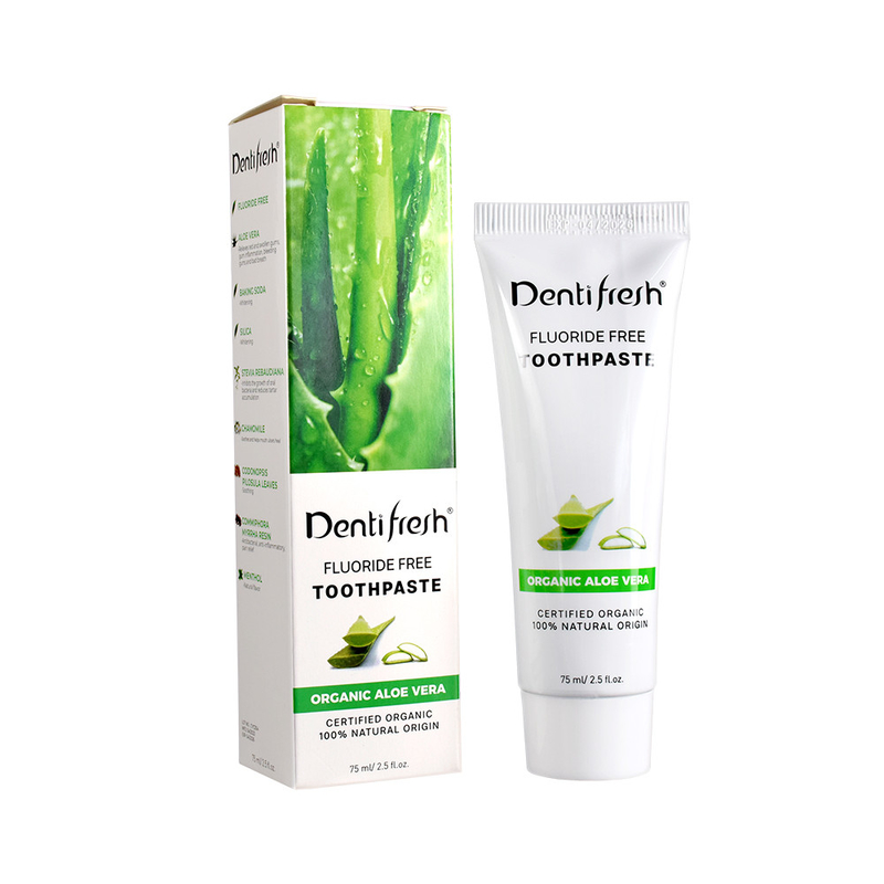DENTIFRESH خمیر دندان آلوئه ورا طبیعی 75 میلی لیتر برای کودکان بدون فلوراید
