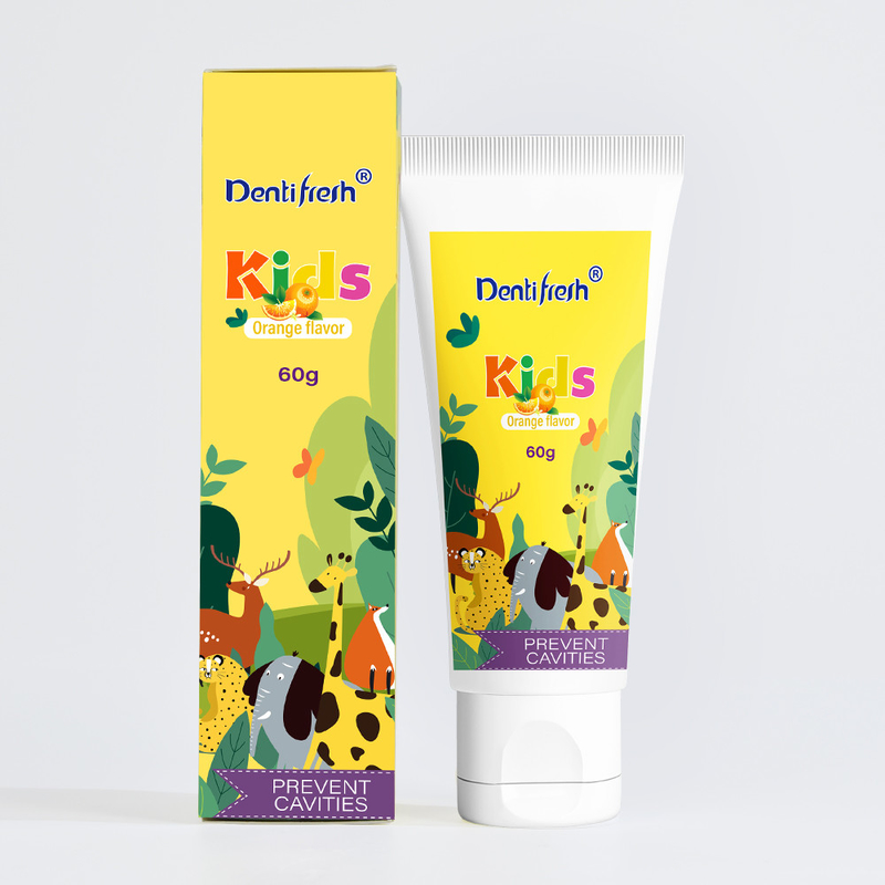 DENTIFRESH 60g طعم نارنجی خمیر دندانهای نارنجی خمیر دندانهای طعم نارنجی خمیر دندانهای کودکان خمیر دندانهای کوچک