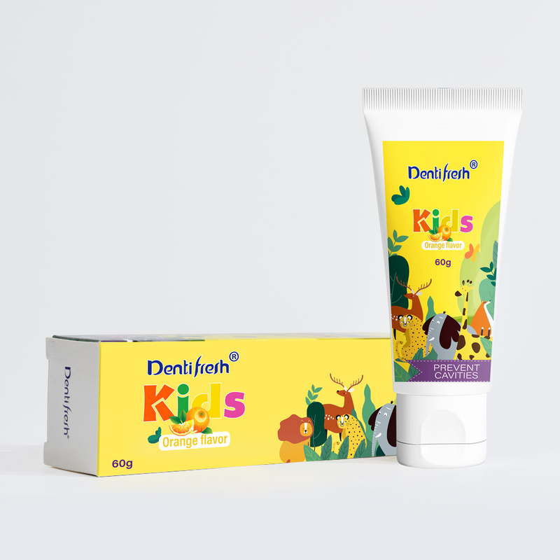 DENTIFRESH 60g طعم نارنجی خمیر دندانهای نارنجی خمیر دندانهای طعم نارنجی خمیر دندانهای کودکان خمیر دندانهای کوچک