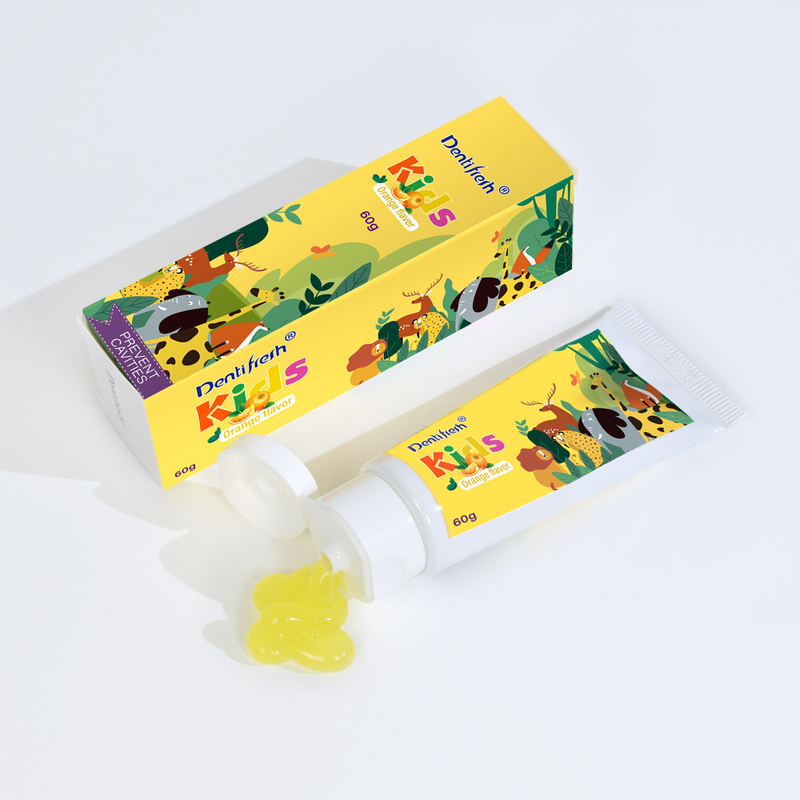 DENTIFRESH 60g طعم نارنجی خمیر دندانهای نارنجی خمیر دندانهای طعم نارنجی خمیر دندانهای کودکان خمیر دندانهای کوچک