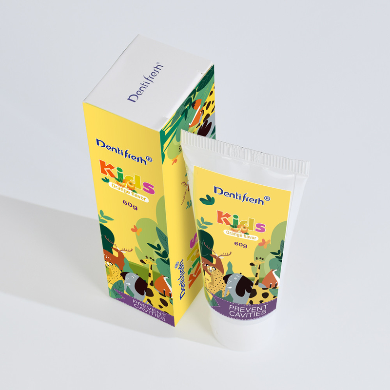 DENTIFRESH 60g طعم نارنجی خمیر دندانهای نارنجی خمیر دندانهای طعم نارنجی خمیر دندانهای کودکان خمیر دندانهای کوچک