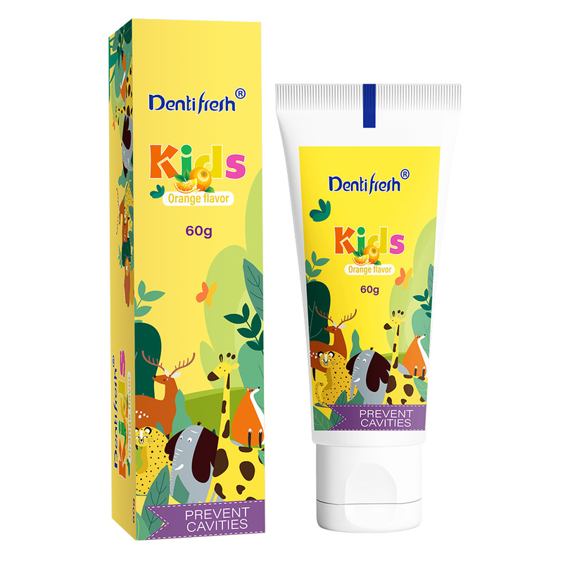 DENTIFRESH 60g طعم نارنجی خمیر دندانهای نارنجی خمیر دندانهای طعم نارنجی خمیر دندانهای کودکان خمیر دندانهای کوچک