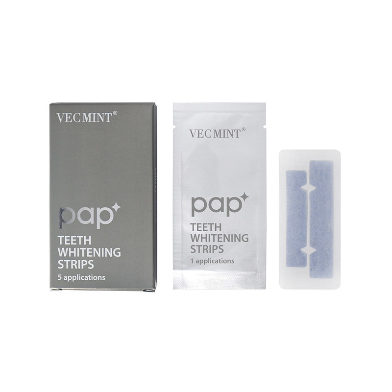 VECMINT pap* نوارهای پیشرفته سفید کننده دندان - یک بسته از 5 کاربرد لبخند سفید طولانی مدت.