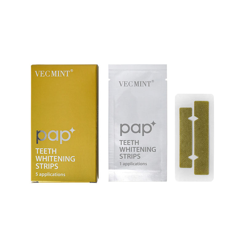 VECMINT pap* نوارهای پیشرفته سفید کننده دندان - یک بسته از 5 کاربرد لبخند سفید طولانی مدت.
