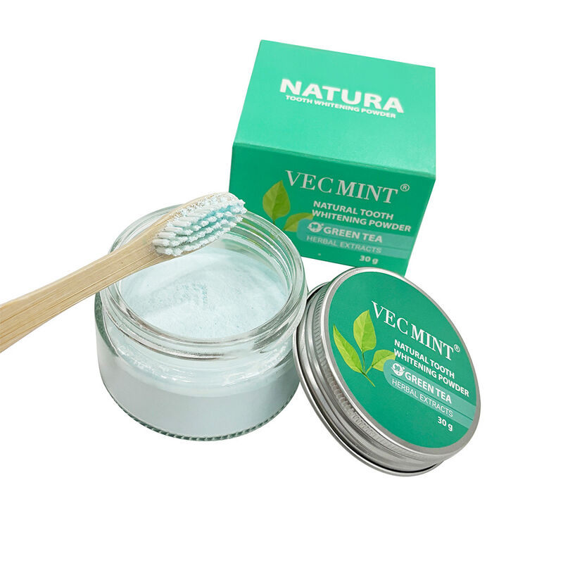 پودر سفید کننده دندان های طبیعی NATURA VECMINT - عصاره های گیاهی چای سبز پودر روشن کننده مراقبت از دهان (30 گرم)