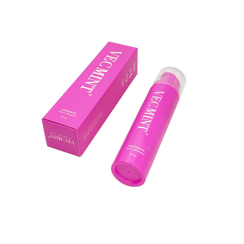 خمیر دندان VECMINT Cherry Blossom 50mL - طراحی بطری پمپ خمیر دهان بدون فلوراید برای دندان های نرم