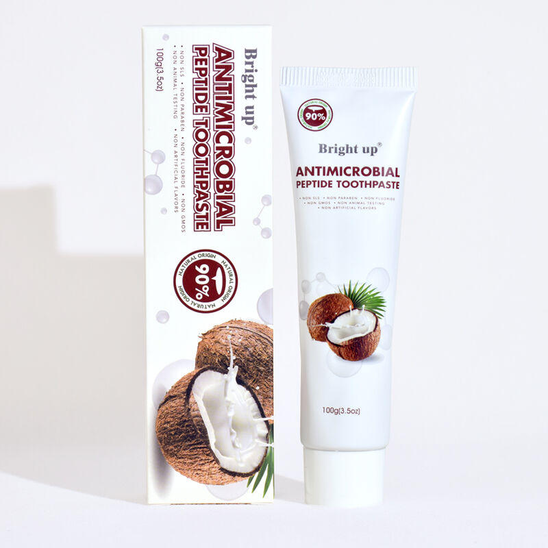 خمیر دندان پپتید ضد میکروبی روشن کننده 100 گرم طعم نارگیل 90% مواد افزودنی طبیعی و غیر مضر عمده فروشی محصولات مراقبت از دهان