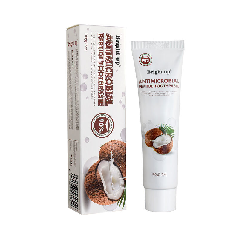 خمیر دندان پپتید ضد میکروبی روشن کننده 100 گرم طعم نارگیل 90% مواد افزودنی طبیعی و غیر مضر عمده فروشی محصولات مراقبت از دهان