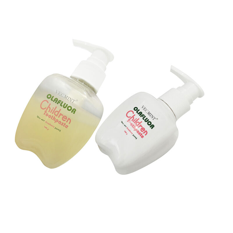 خمیر دندان کودک OLAFluor توسط VECMINT - بطری پمپ 100 گرمی با طعم توت فرنگی، خمیر دندان مراقبت از دهان ایمن برای بهداشت روزانه کودکان