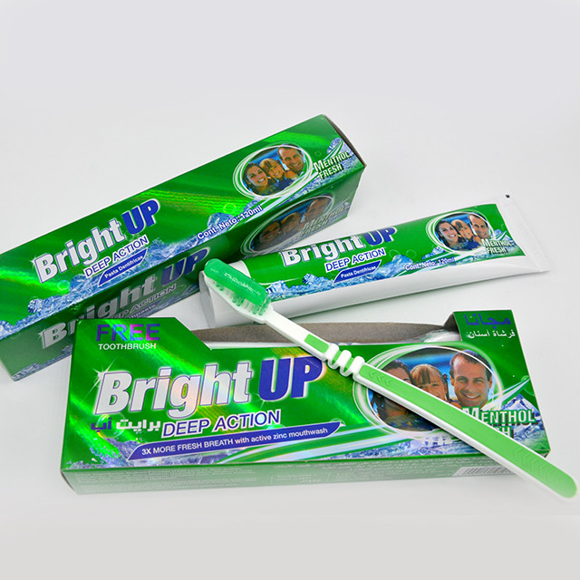 خمیر دندان مراقبت از دهان با طعم نعناع با طراوت Bright Up با مسواک رایگان